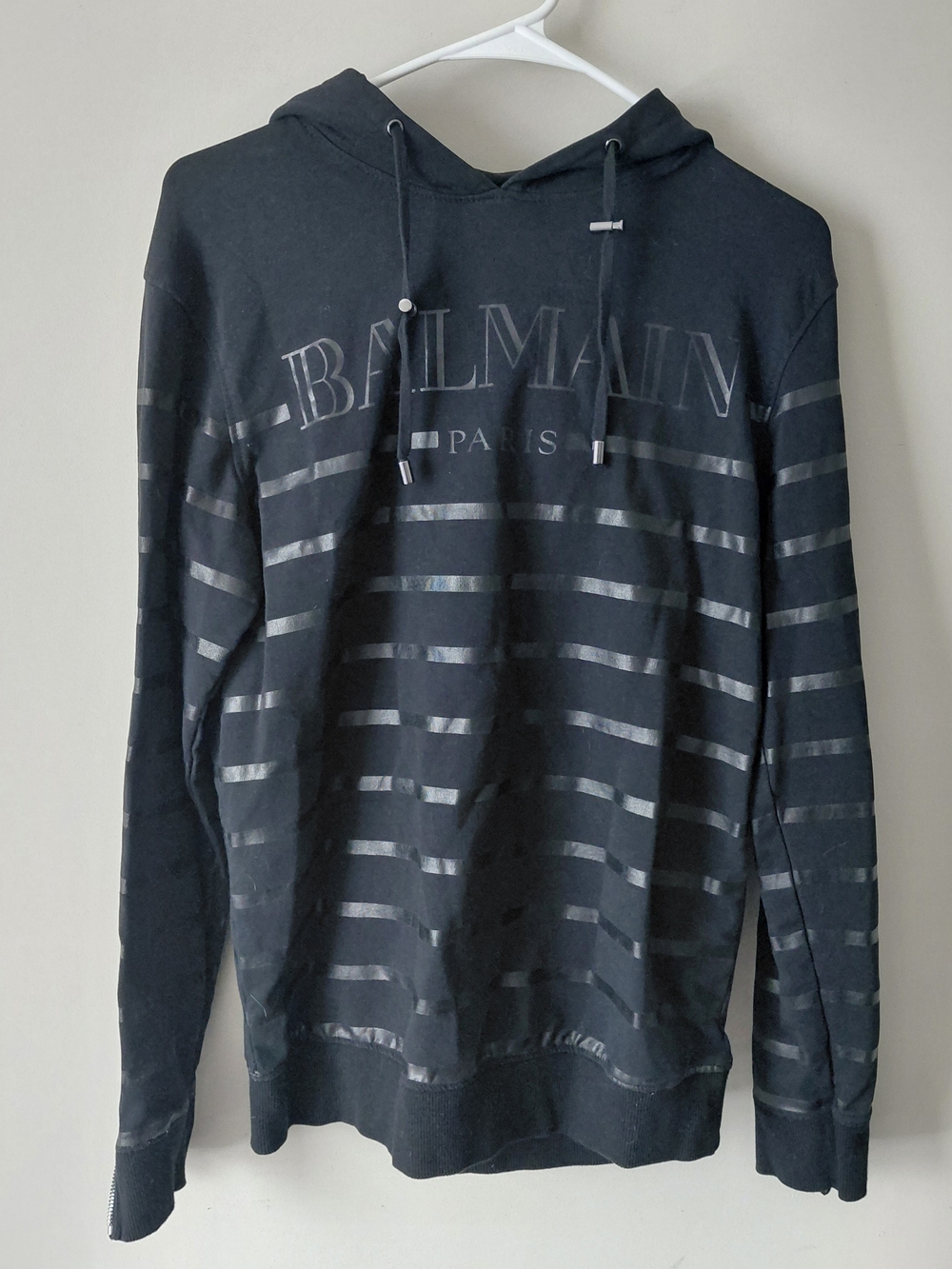 Balmain Paris Black Striped Hoodie
